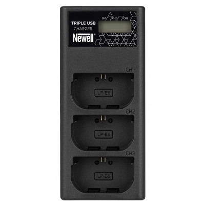 Ładowarka trzykanałowa Newell CD-USB-C do akumulatorów LP-E6 do Canon Ładowarka trzykanałowa Newell CD-USB-C do akumulatorów LP-E6 do Canon