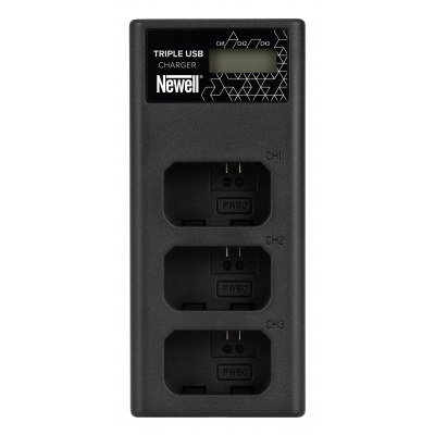 Ładowarka trzykanałowa Newell CD-USB-C do akumulatorów NP-FW50 do Sony