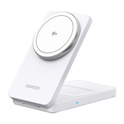 Magnetyczna ładowarka bezprzewodowa 2w1 Ugreen W706 MagSafe 15W (biała) Magnetyczna ładowarka bezprzewodowa 2w1 Ugreen W706 MagSafe 15W (biała)
