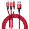 Kabel USB Baseus Rapid 3w1 1.2m czerwony