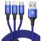 Kabel USB Baseus Rapid 3w1 1.2m niebieski