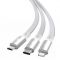 Kabel Baseus Bright Mirror USB 3w1 3.5A 1.2m biały