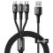 Kabel USB 3w1 Baseus Halo microUSB/Lightning/USB-C 3,5A 1,2m czarny