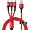 Kabel USB 3w1 Baseus Halo microUSB/Lightning/USB-C 3,5A 1,2m czerwony