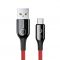 Kabel USB-C z diodą LED Baseus C-shaped QC3.0 3A 1m czerwony