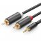 Kabel Ugreen AV102 2x RCA - Jack 3.5 mm 1m