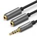 Rozdzielacz audio AUX Ugreen mini jack 3,5 mm 0,2m, Długość kabla: 0,2 m, Złącze: 3,5 mm męski – 3,5 mm żeński